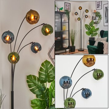 Koyoto Boule lumineuse, Lampadaire Bleu, Or, Vert, 5 lumières