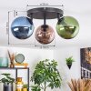 Gastor Plafonnier, Boule lumineuse Bleu, Vert, Cuivré, 3 lumières