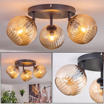 Koyoto Plafonnier, Boule lumineuse Ambre, 3 lumières