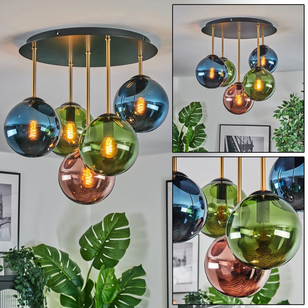 Gastor Plafonnier, Boule lumineuse 45 cm Laiton, Noir, 5 lumières main product photo