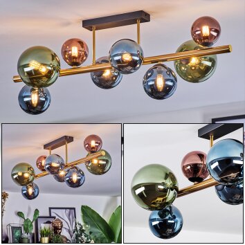 Chehalis Plafonnier, Boule lumineuse Or, Noir, 8 lumières