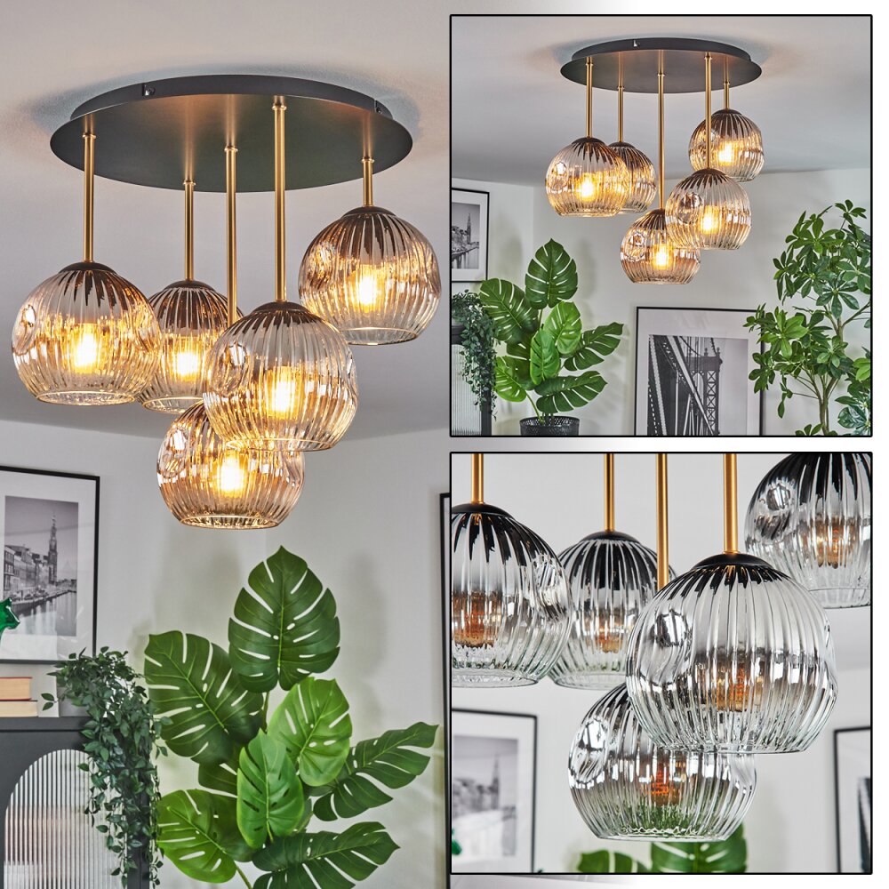 Ripoll Plafonnier, Boule lumineuse Laiton, Noir, 5 lumières main product photo