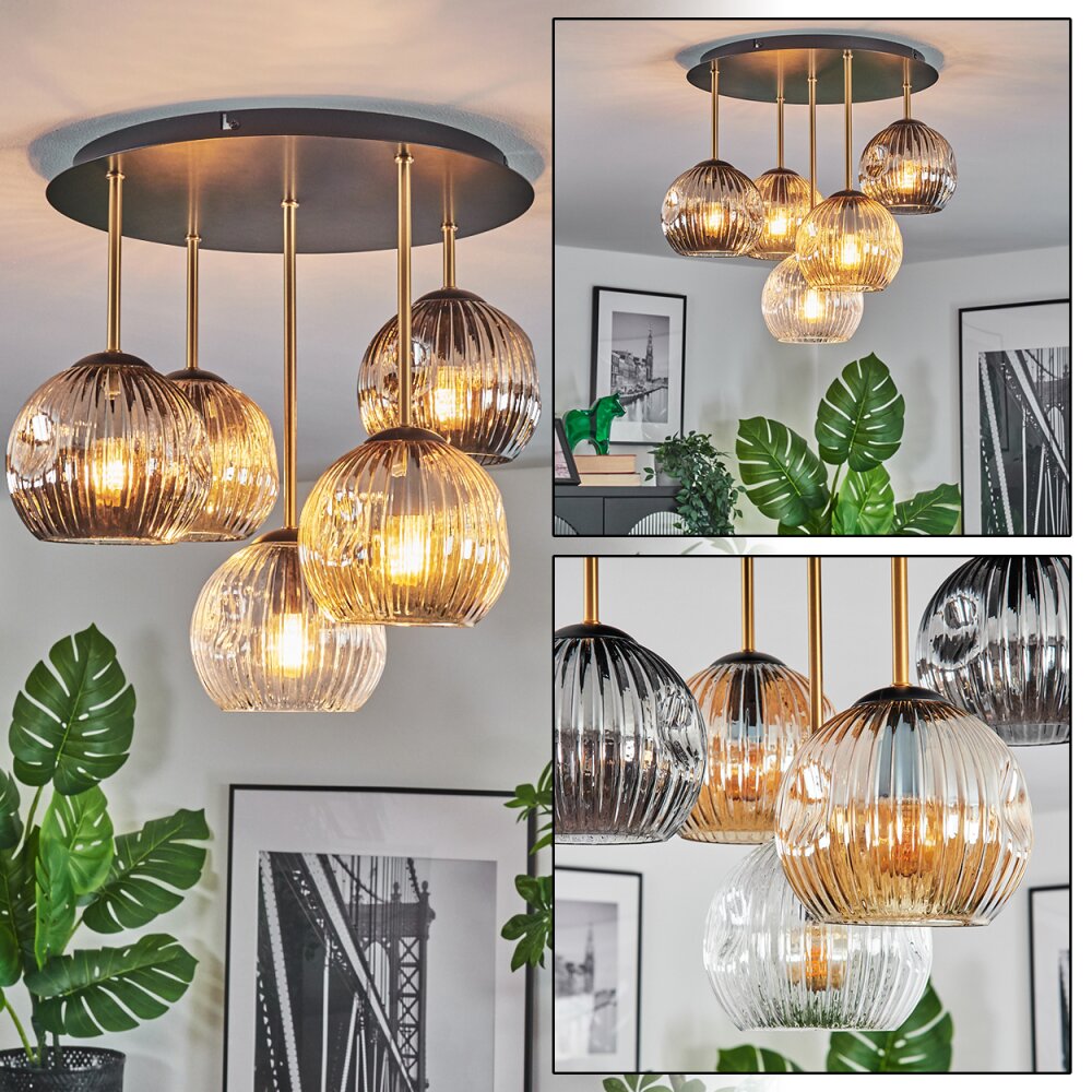 Ripoll Plafonnier, Boule lumineuse Laiton, Noir, 5 lumières main product photo