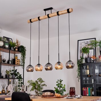 Ripoll Suspension, Boule lumineuse, Suspension Écru, Noir, 5 lumières