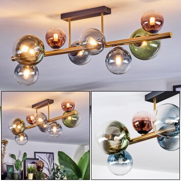 Chehalis Plafonnier, Boule lumineuse Or, Noir, 8 lumières