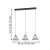 OXPARK Suspension Luminaires Eglo Noir, 3 lumières