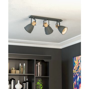 COSWARTH Plafonnier, Spot de plafond Luminaires Eglo Anthracite, Brun, Blanc opale