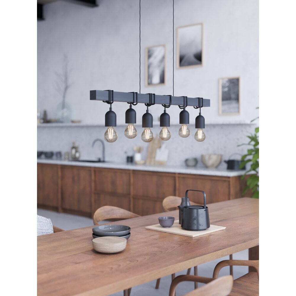 TOWNSHEND Suspension Luminaires Eglo Noir, 6 lumières main product photo