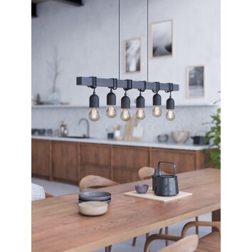 TOWNSHEND Suspension Luminaires Eglo Noir, 6 lumières TOWNSHEND Suspension Luminaires Eglo Noir, 6 lumières