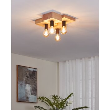 HALKIN Plafonnier Luminaires Eglo Brun, Noir, 4 lumières