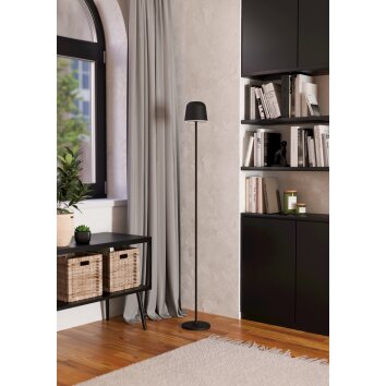 MANNERA-L Lampadaire Luminaires Eglo LED Noir, 1 lumière, Télécommandes, Changeur de couleurs