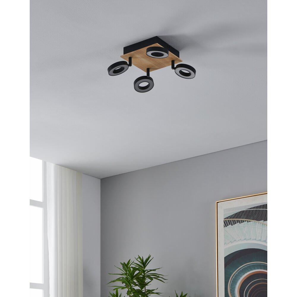 RIELVES Plafonnier, Spot de plafond Luminaires Eglo LED Brun, Noir main product photo