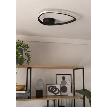 MOSCHELLA Plafonnier Luminaires Eglo LED Noir, Changeur de couleurs