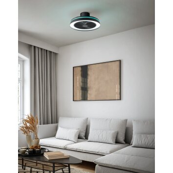 mit Ventilateur de plafond lumineux Luminaires Eglo LED Noir, Télécommandes, Changeur de couleurs