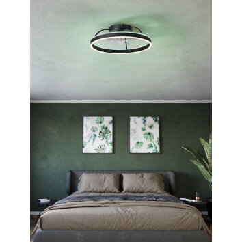 mit Ventilateur de plafond lumineux Luminaires Eglo LED Noir, Télécommandes, Changeur de couleurs