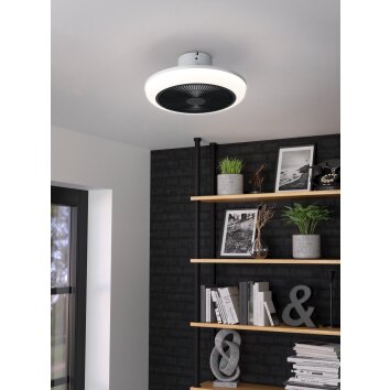mit Ventilateur de plafond lumineux Luminaires Eglo LED Noir, Blanc, Télécommandes