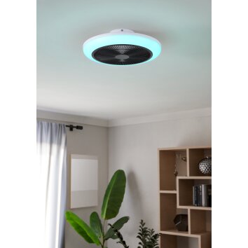 mit Ventilateur de plafond lumineux Luminaires Eglo LED Noir, Blanc, Télécommandes, Changeur de couleurs