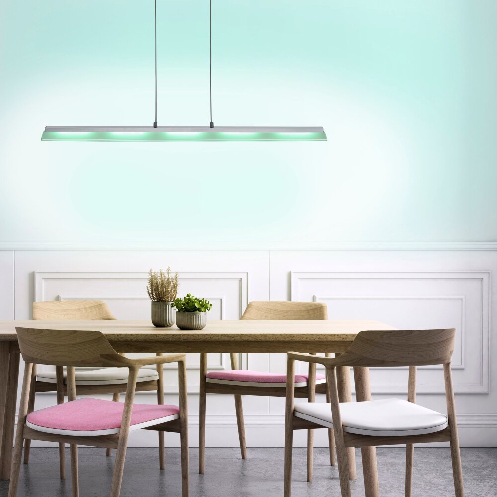 Suspension Leuchten Direkt LOLAsmart-NELE LED Nickel mat, 5 lumières, Télécommandes, Changeur de couleurs main product photo