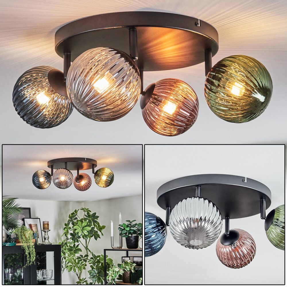 Chehalis Plafonnier, Boule lumineuse Bleu, Vert, Cuivré, Fumé, 4 lumières main product photo