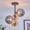 Chehalis Plafonnier, Boule lumineuse 33 cm Ambre, Fumé, 4 lumières