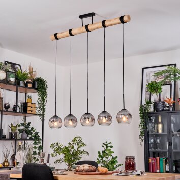 Ripoll Suspension, Boule lumineuse, Suspension Écru, Noir, 5 lumières
