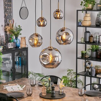 Ripoll Suspension, Boule lumineuse, Suspension Or, Noir, 5 lumières