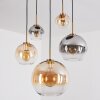 Koyoto Suspension, Boule lumineuse, Suspension Or, Noir, 5 lumières