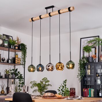 Ripoll Suspension, Boule lumineuse, Suspension Écru, Noir, 5 lumières