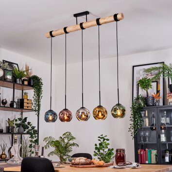 Ripoll Suspension, Boule lumineuse, Suspension Écru, Noir, 5 lumières