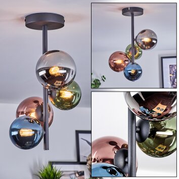 Chehalis Plafonnier, Boule lumineuse 27 cm Bleu, Chrome, Vert, Cuivré, Fumé, 4 lumières