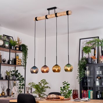 Koyoto Suspension, Boule lumineuse, Suspension Écru, Noir, 4 lumières