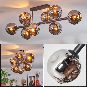 Ripoll Plafonnier, Boule lumineuse Chrome, Fumé, 8 lumières