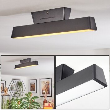 Tarin Plafonnier LED Noir, 1 lumière, Changeur de couleurs