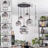 Koyoto Suspension, Boule lumineuse, Suspension 45 cm Clair, Fumé, 5 lumières