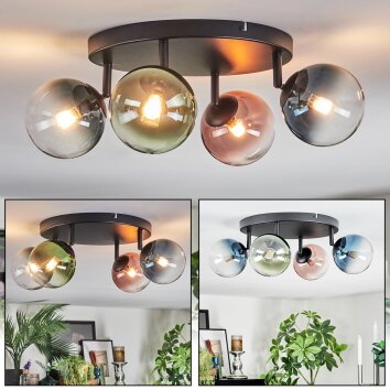 Chehalis Plafonnier, Boule lumineuse Bleu, Vert, Clair, Cuivré, 4 lumières