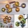 Koyoto Plafonnier, Boule lumineuse Bleu, Or, Vert, 8 lumières