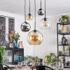 Koyoto Suspension, Boule lumineuse, Suspension 45 cm Ambre, Chrome, Clair, Fumé, 5 lumières
