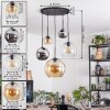 Koyoto Suspension, Boule lumineuse, Suspension 45 cm Ambre, Chrome, Clair, Fumé, 5 lumières