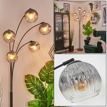 Ripoll Boule lumineuse, Lampadaire Clair, Fumé, 5 lumières