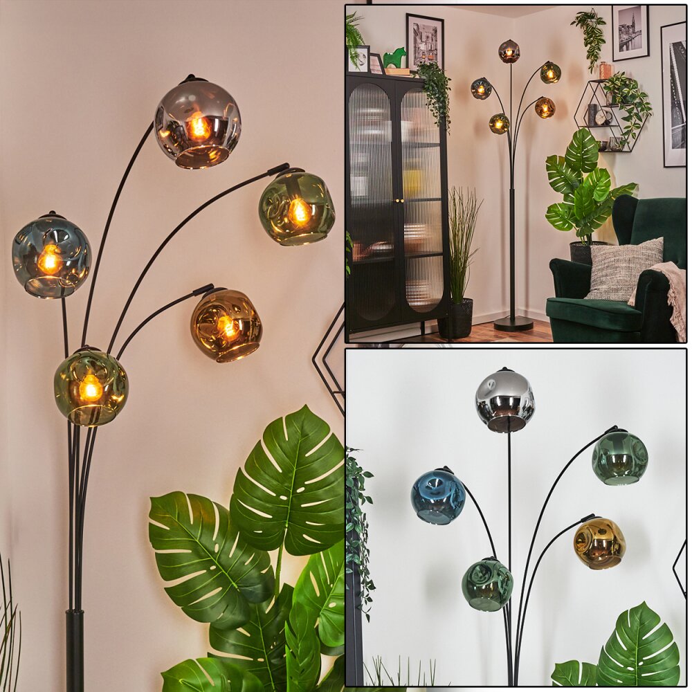 Ripoll Boule lumineuse, Lampadaire Bleu, Chrome, Or, Vert, Fumé, 5 lumières main product photo