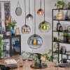 Koyoto Suspension, Boule lumineuse, Suspension Bleu, Chrome, Vert, Clair, Cuivré, Fumé, 5 lumières
