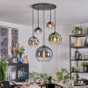 Koyoto Suspension, Boule lumineuse, Suspension Bleu, Chrome, Vert, Clair, Cuivré, Fumé, 5 lumières