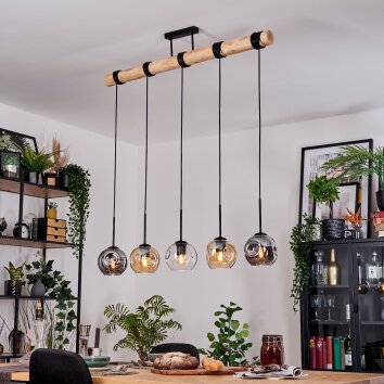 Ripoll Suspension, Boule lumineuse, Suspension Écru, Noir, 5 lumières