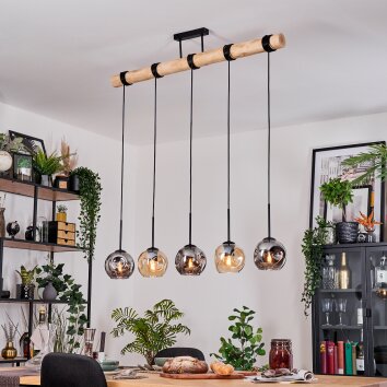Ripoll Suspension, Boule lumineuse, Suspension Écru, Noir, 5 lumières