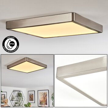 Finsrud Luminaire de salle de bain, Plafonnier, Panel LED Nickel mat, 1 lumière
