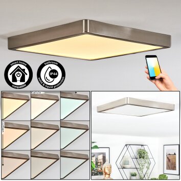 Finsrud Luminaire de salle de bain, Plafonnier, Panel LED Nickel mat, 1 lumière Finsrud Luminaire de salle de bain, Plafonnier, Panel LED Nickel mat, 1 lumière