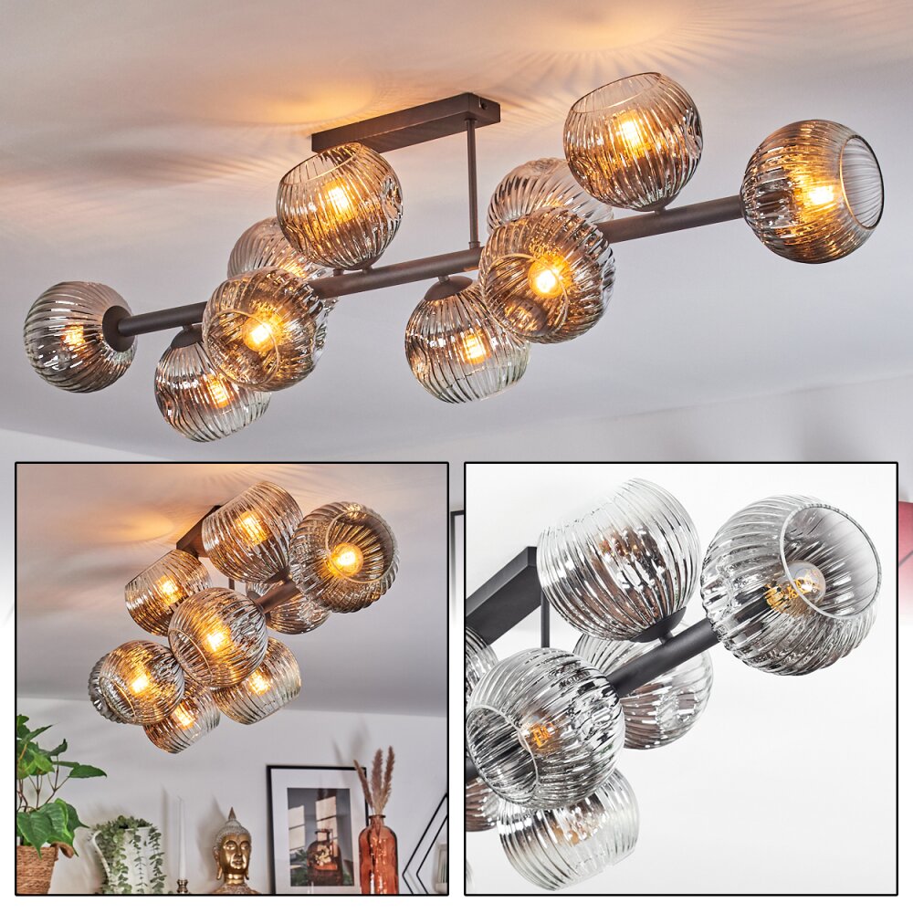 Ripoll Plafonnier, Boule lumineuse Chrome, Clair, Fumé, 10 lumières main product photo