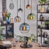 Koyoto Suspension, Boule lumineuse, Suspension Bleu, Chrome, Vert, Clair, Cuivré, Fumé, 5 lumières