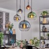 Koyoto Suspension, Boule lumineuse, Suspension Bleu, Chrome, Vert, Clair, Cuivré, Fumé, 5 lumières