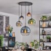 Koyoto Suspension, Boule lumineuse, Suspension Bleu, Chrome, Vert, Clair, Cuivré, Fumé, 5 lumières